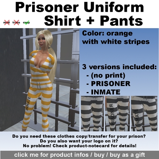 MSM Prisoner Uniform - Shirt and Pants orange white