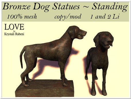 Second Life Marketplace - LOVE - BRONZE DOG STATUE PACK - STANDING