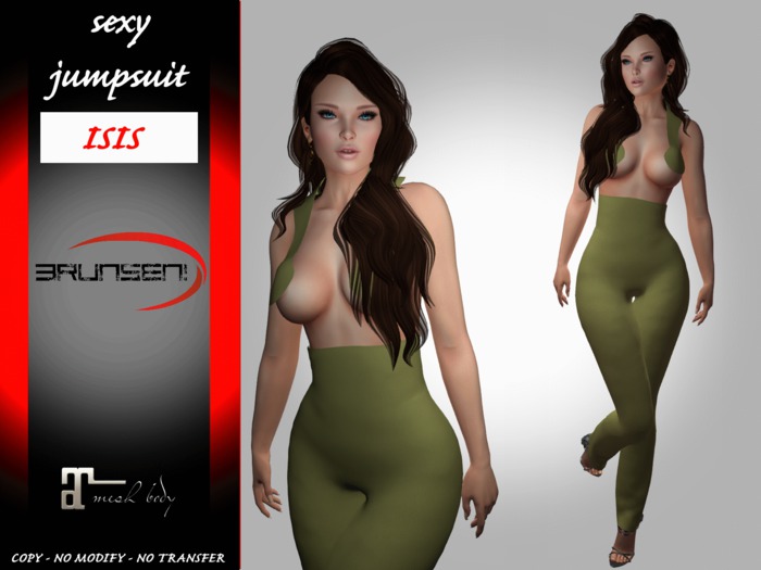 Brunsen! Isis Sexy Jumpsuit for Maitreya Leather Green