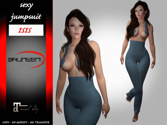 Brunsen! Isis Sexy Jumpsuit for Maitreya Leather Blue