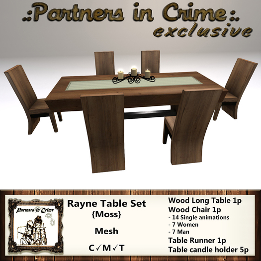 Rayne Table Set {Moss}