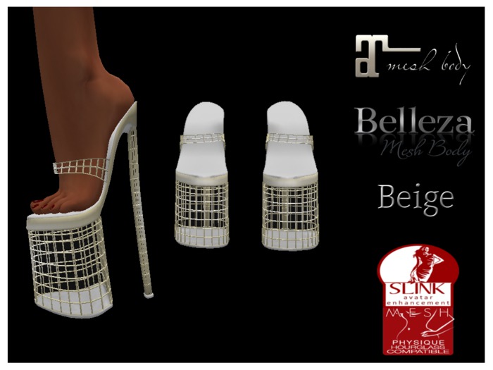 Cage Platform Heels Beige