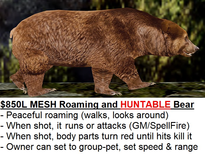 3D Animated BEAR (Mesh) - HUNTABLE