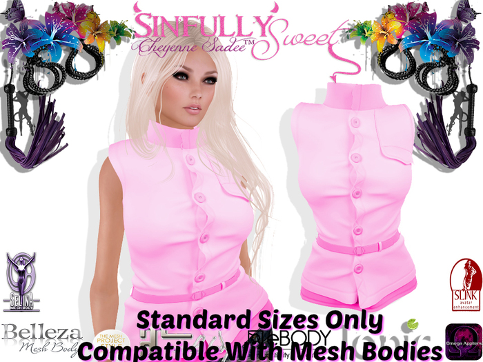 *SS* Mesh Belted Vest~Pink
