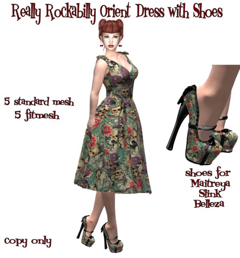 Really Rockabilly Orient Dress with Shoes Outfit