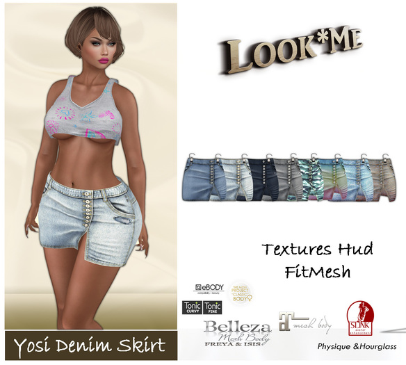 Look*Me Yosi Denim Skirt Body Mesh-Fitmesh (Add Me)