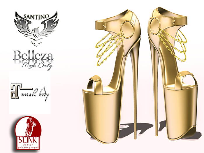Santino Design-Open Shoe with Chain-Gold