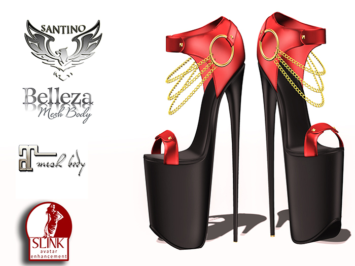 Santino Design-Open Shoe with Chain-Red