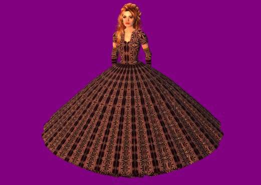 red brocade ball gown and outfit