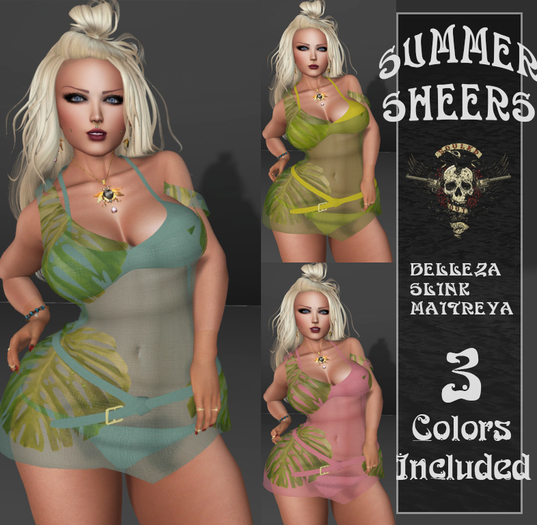 ::SOULED OUT:: SUMMER SHEERS Bikini and Cover PALMS SET 3
