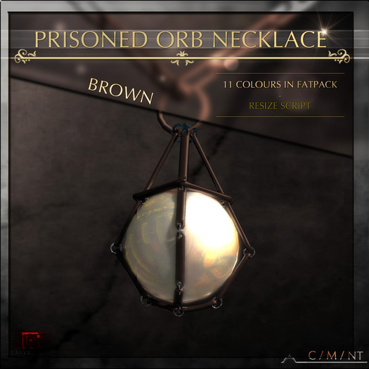 -Labyrinth- 'Prisoned Orb' Necklace -  Brown