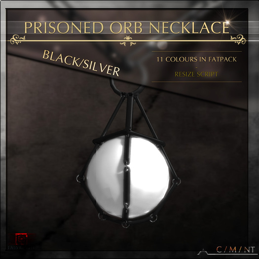 -Labyrinth- 'Prisoned Orb' Necklace -  Black/Silver
