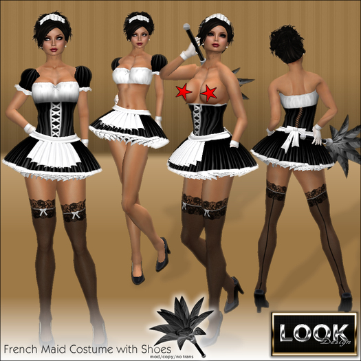 [look] French Maid Costume with shoes