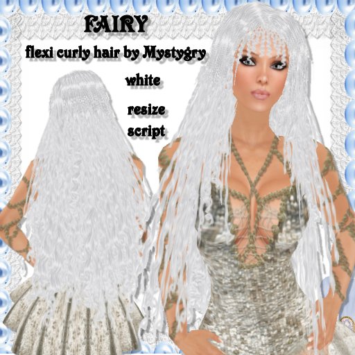 Fairy flexi long hair curly white with resize script mermaid hair NEW