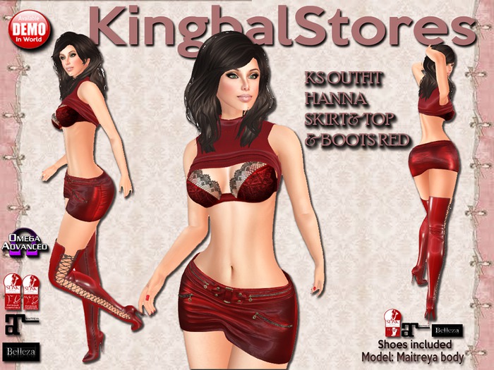 150 KS OUTFIT HANNA SKIRT&TOP&BOOTS RED