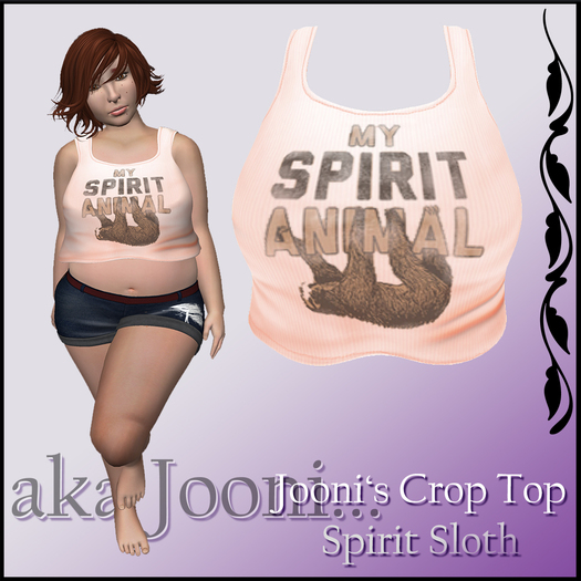 Second Life Marketplace - [jj] Spirit Sloth Crop Top - Peach * piggu June