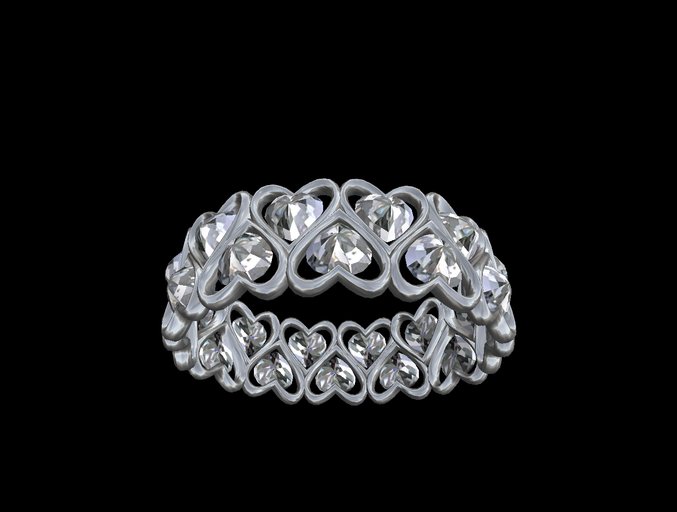 Alien's Creations Silver Hearts with White Stones Bracelet