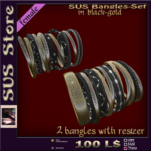 SUS Bangles (black-gold) boxed