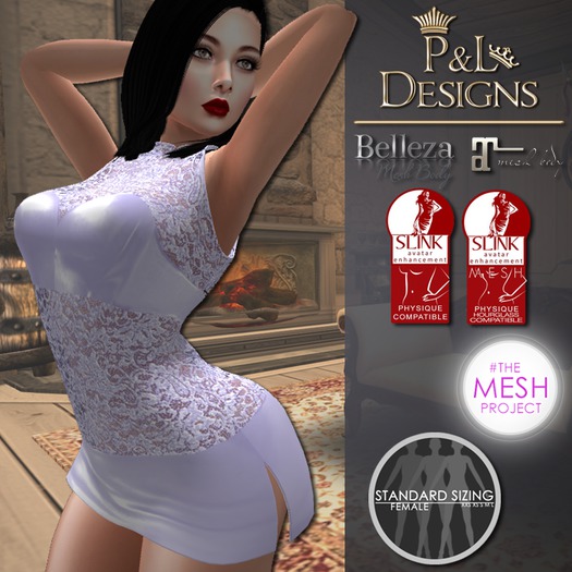 [P&L] - Satin and Lace Dress Lavender