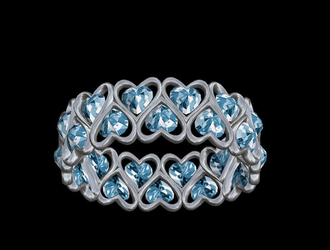 Alien's Creations SIlver Hearts with Blue Stones Bracelet