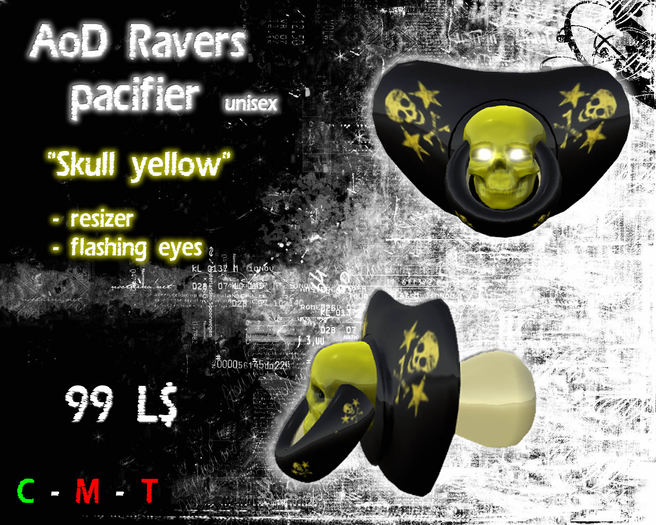 AoD pacifier Skull yellow