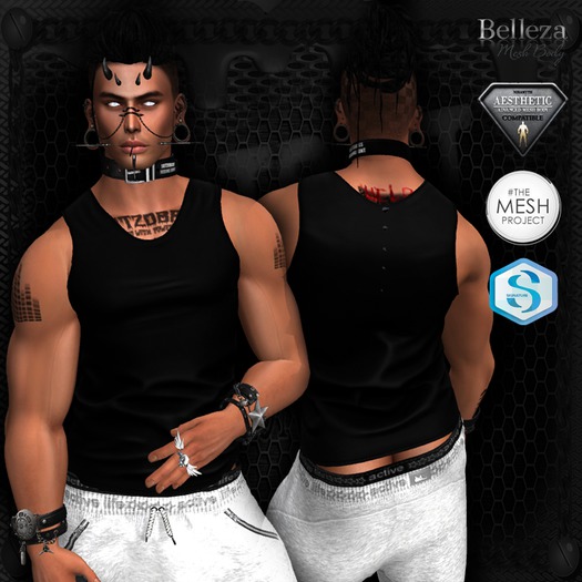 [D7] PLAIN BLACK TANK (M)