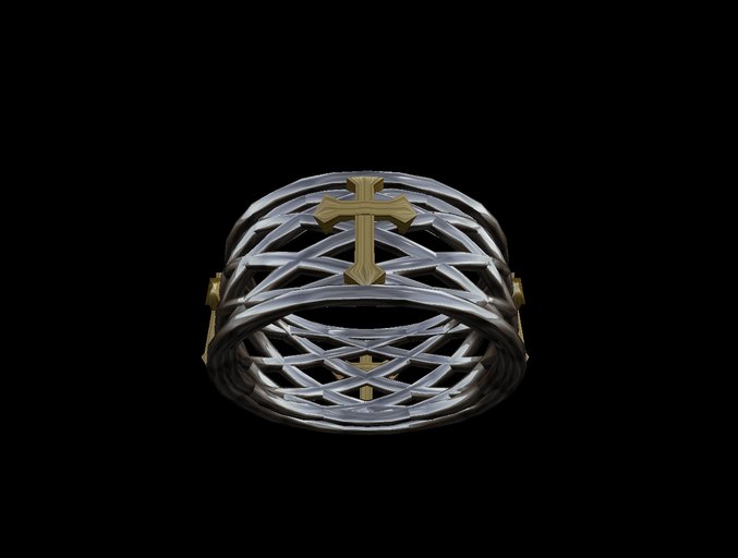 Alien's Creations Male Ring with Gold Crosses