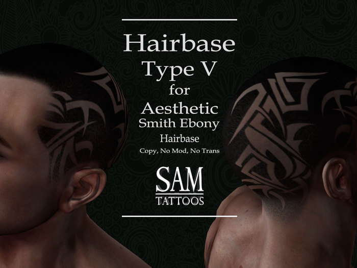 Second Life Marketplace - [SAM TATTOOS] HAIRBASE SMITH EBONY TYPE V