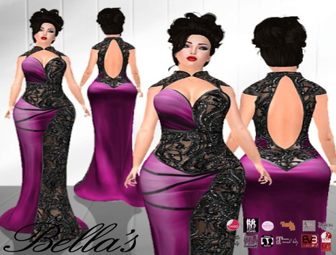 Vanni-Mermaid Tail Evening Dress-Berry