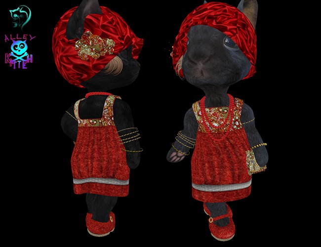 Dinkies Fluffy Red Flapper Dress Outfit