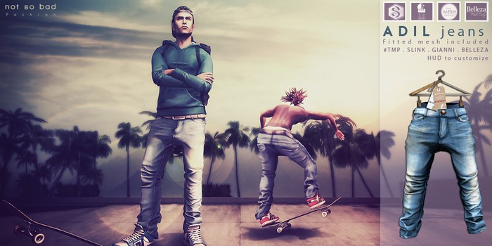 Adil Color Second Life Marketplace - not so bad . mesh . ADIL jeans . bluewash