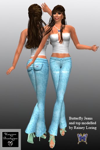 *UniQue* Plain Butterfly jean set