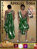 *Goddess* Apollo Toga Costume in Emerald Silver w/Appliers