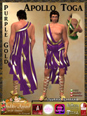 *Goddess* Apollo Toga Costume in Purple Gold w/Appliers