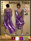 *Goddess* Apollo Toga Costume in Purple Silver w/Appliers