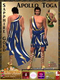 *Goddess* Apollo Toga Costume in Sapphire Gold w/Appliers