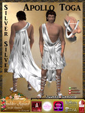 *Goddess* Apollo Toga Costume in Silver Silver w/Appliers