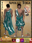 *Goddess* Apollo Toga Costume in Teal Silver w/Appliers