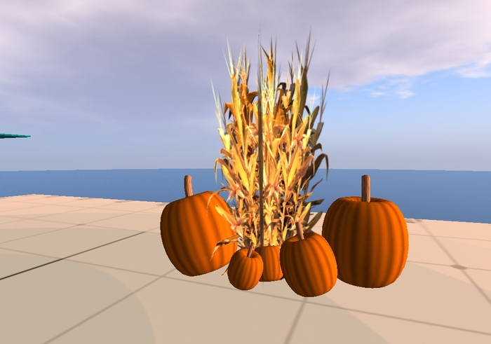 Corn Stalks /w prim pumpkins
