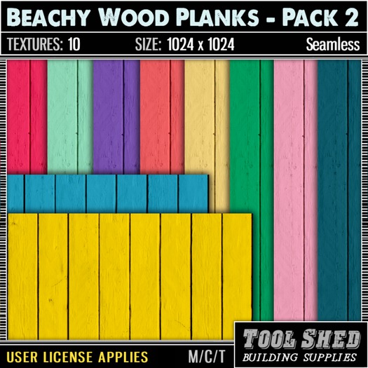 Second Life Marketplace - Tool Shed - Beachy Wood Planks - Pack 2