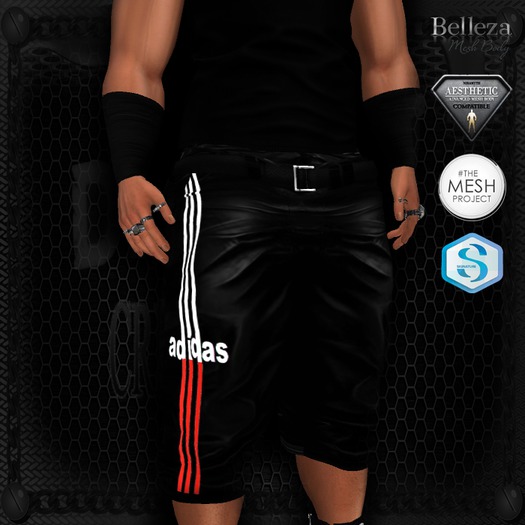 [D7] ADI RED STRIPE SHORTS (M)