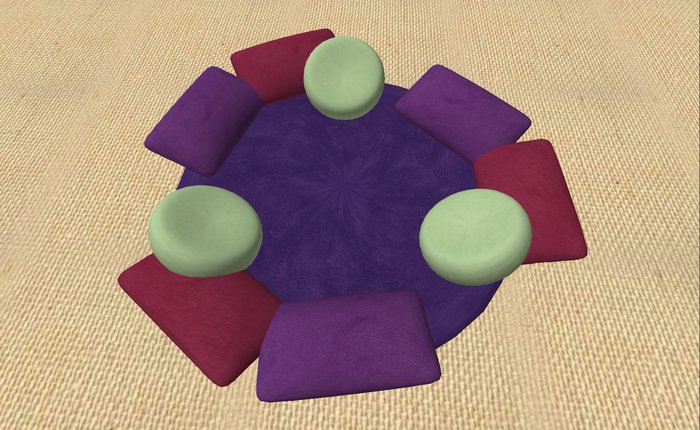 cozy cushion for three - vibrant