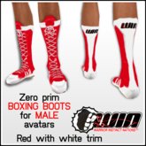 WIN Men's Boxing Boots - Red with White Trim