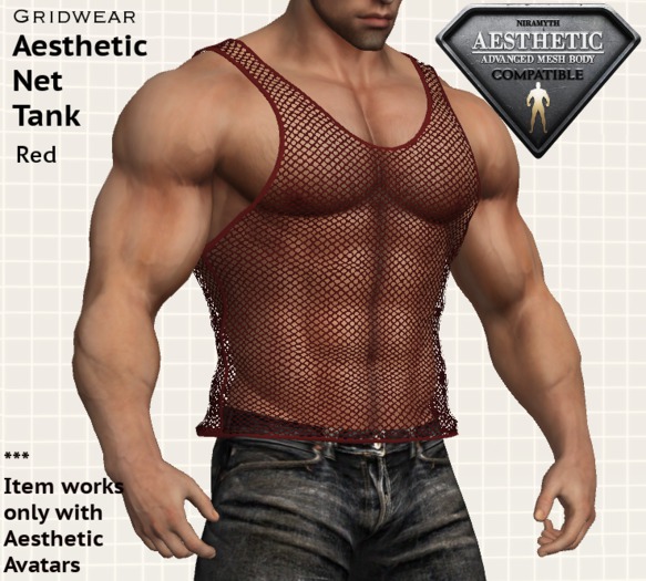 GridWear Aesthetic Net Tank - Red