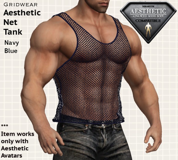 GridWear Aesthetic Net Tank - Blue