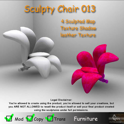 -=((Guu))=- Sculpty Chair 013 Furniture [BOXED] / SCULPT MAP FULL PERMS