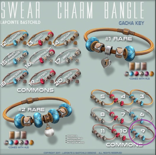 9 L&B Swear Charm Bangle - TriBead Copper Turquoise
