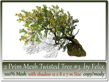 2 Prim Mesh Twisted Tree by Felix 12x8x7 m Size copy-mody