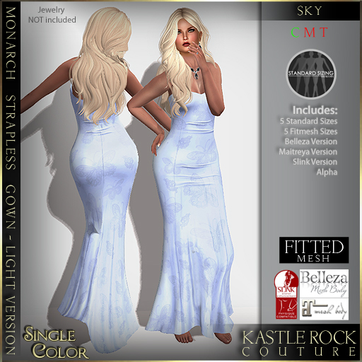 :KR: Monarch Strapless Gown Lights - Sky