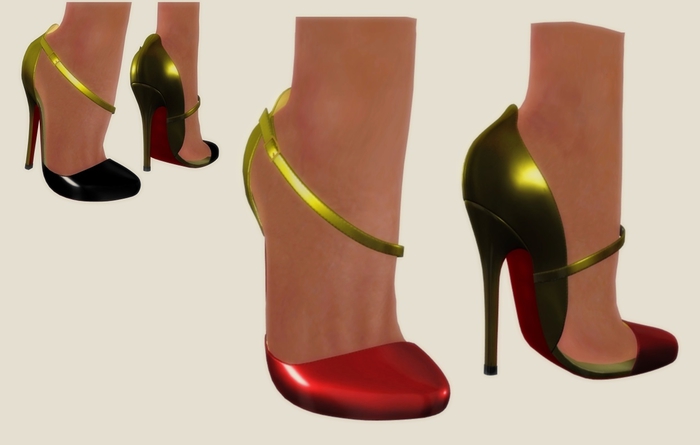 0005439 Stiletto High Heels Red/Gold
